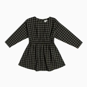 Miles the Label Olive Green & Black Gingham Pattern Flannel Dress Size 2T